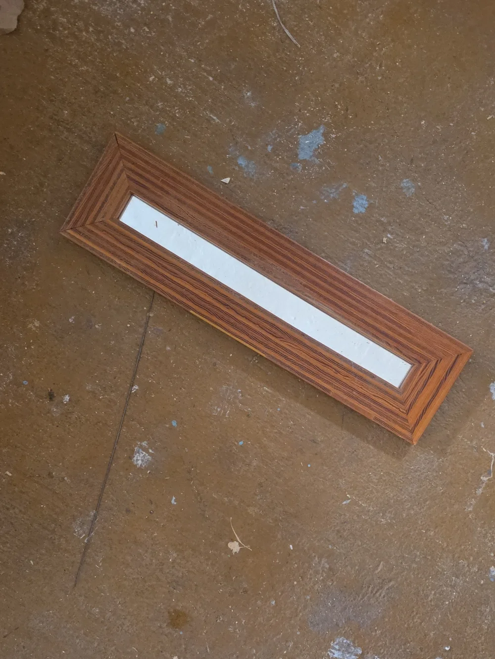 Rectangular Wall Mirror with Warm Brown Wood-Grain Frame